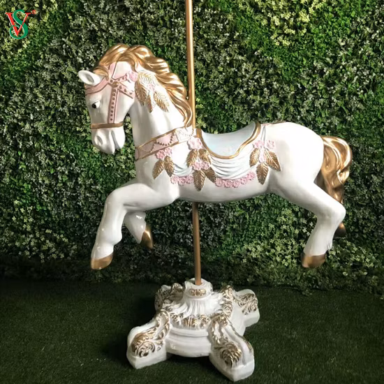 LED 3D Fiberglass Resin Horse Carousel for Park Decoration