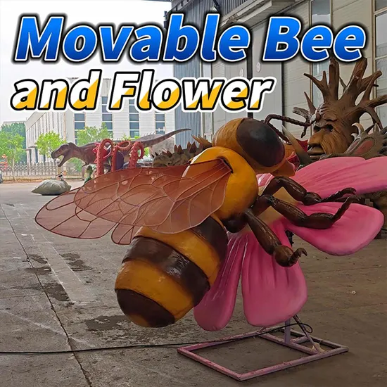 Nature Forest Park Simulation Insect Big Size Bee and Flower Robotic Insect