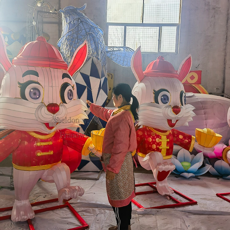 Traditional Chinese Animals Rabbit Lanterns for Chinese New Year Decor