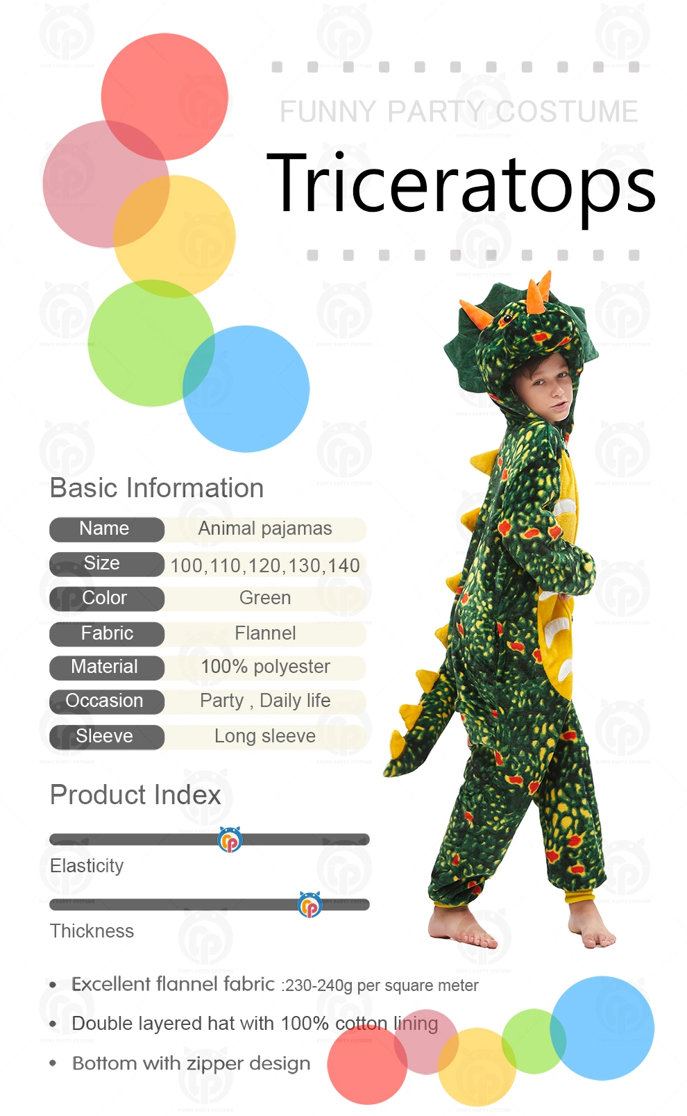Wholesale Flannel Dinosaur Animal Character Cheap Kids Halloween Costume