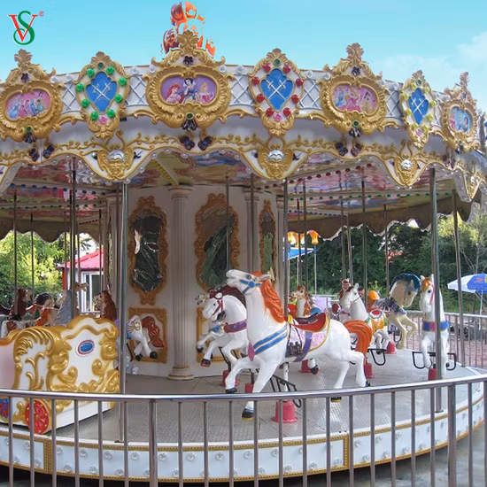 LED 3D Fiberglass Resin Horse Carousel for Park Decoration