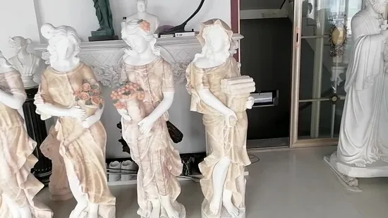 Outdoor Life Size Stone Garden Ancient Greek Lady Statue Four Seasons Goddess White Marble Sculpture 