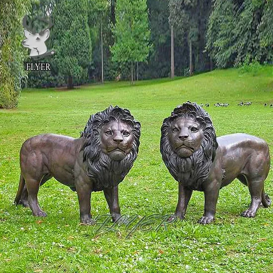 Outdoor Giant Lion Statue Bronze Life Size Wildlife Sculpture Customized 