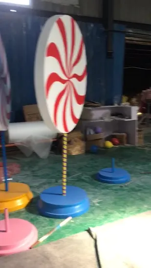 Custom Giant Colored Fiberglass Melting Candy Lollipop Props Simulate Cupcake Statues Fiberglass Ice Cream Cone Sculptures 