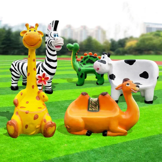 Amusement Park Decoration Life Size Fiberglass Animal Chairs with Factory Price
