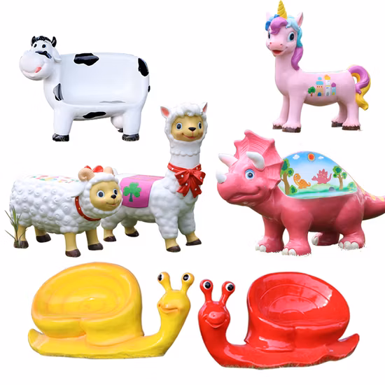 Amusement Park Decoration Life Size Fiberglass Animal Chairs with Factory Price