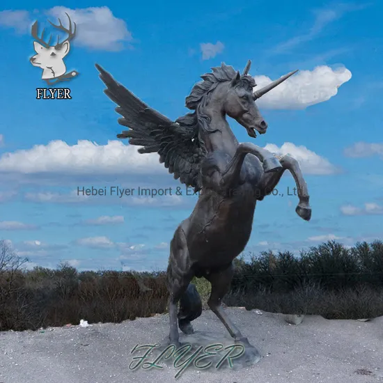 Outdoor Garden Decoration Giant Antique Bronze Horse Statue Bronze Unicorn Sculpture with Wings 