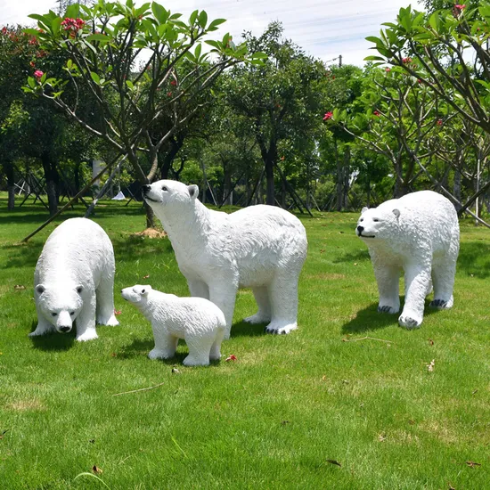 Outdoor Garden Landscape Fiberglass Simulation Safari Animal Giraffe Rhino Elephant Lion Deer Penguins Wild Sculpture Ornament 