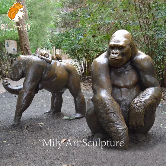 Large Outdoor Metal Art Sculpture Giant Bronze Life Size Gorilla Statue for Sale 
