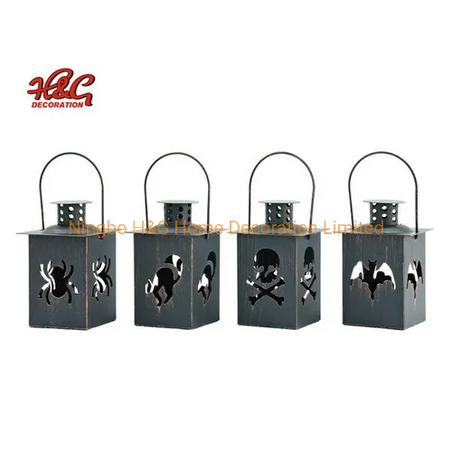 Halloween Metal Cut Tealight Lantern, Mini Holiday Lantern 