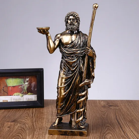 Resin Custom Ancient Zeus Statue Greek God of The Sky Holding Thunderbolt Antique Bronze Sculpture 