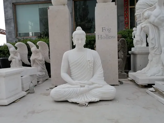 Large Outdoor Big Stone Sitting Buddha Statue India White Giant Marble Budda Statues 