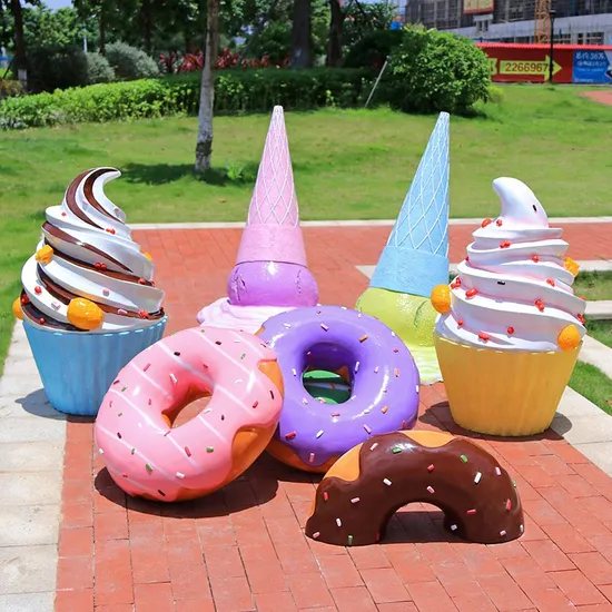 Candyland Christmas Ornaments Giant Melted Resin Candy Lollipop Sculpture Fiberglass Popsicle Statue for Ice Cream Shop 